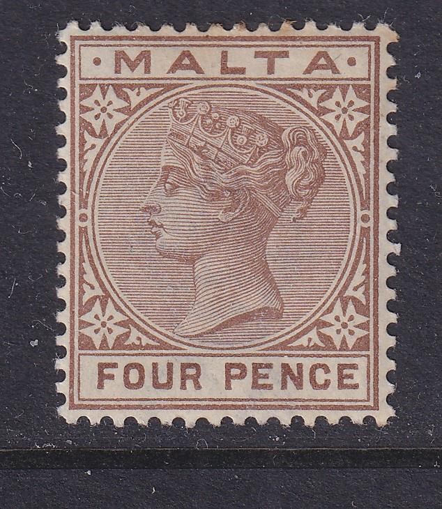MALTA, 1885 QV 4d. Brown, lhm.