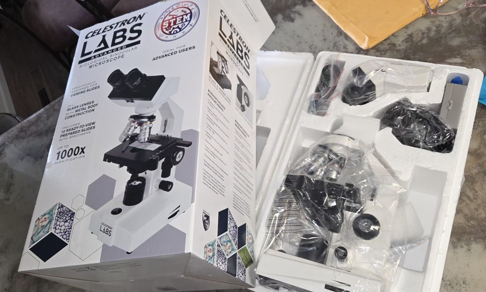 Celestron Labs Microscope 1000x with Slide Sets & Educational Guide Books
