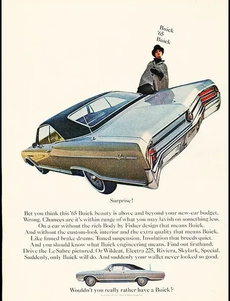 1965 Buick Vintage SALES Advertisement Print