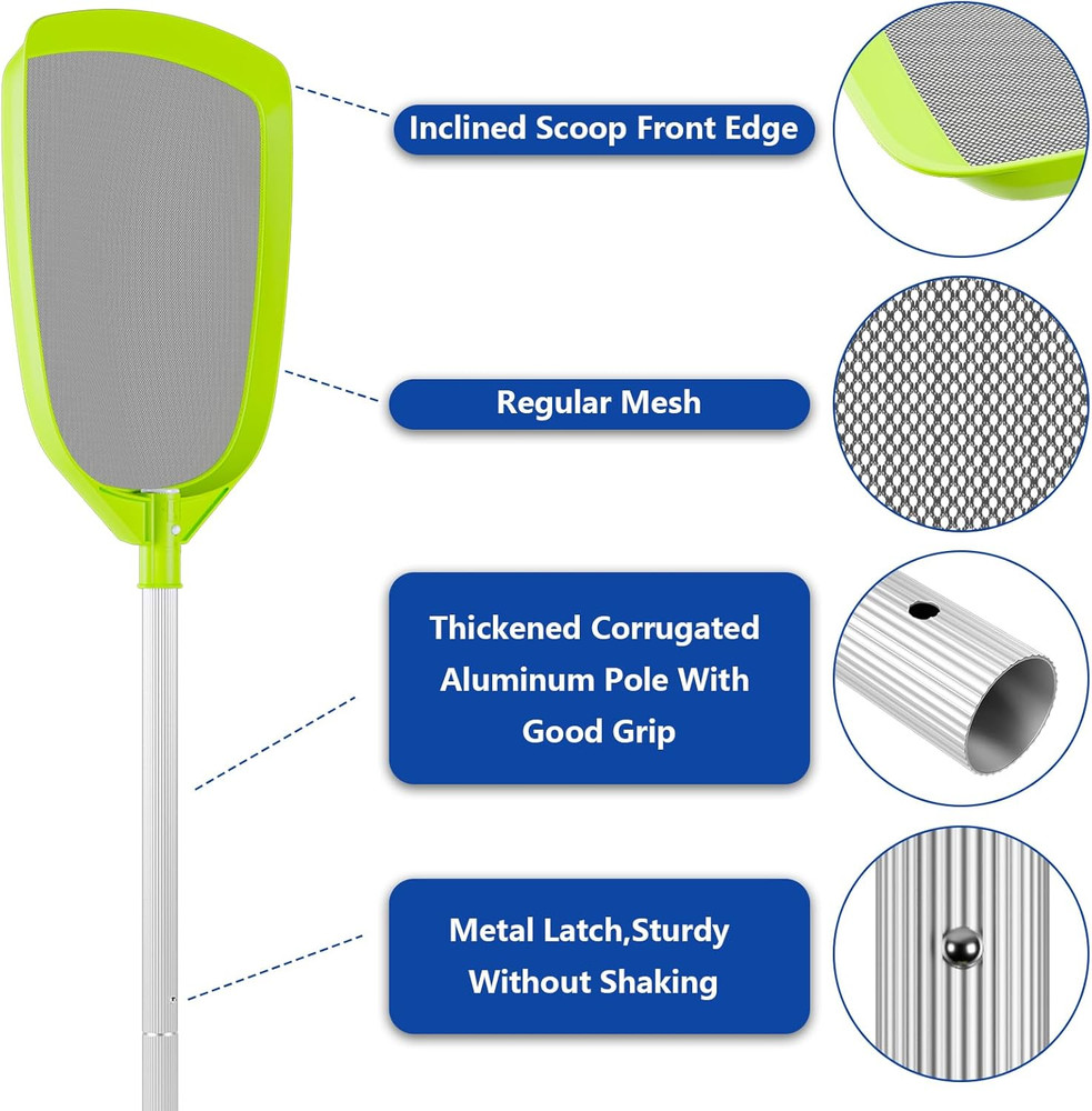 72" Pool Skimmer Net with Adjustable Pole Heavy Duty Leaf Rake Cleaning Tool Set