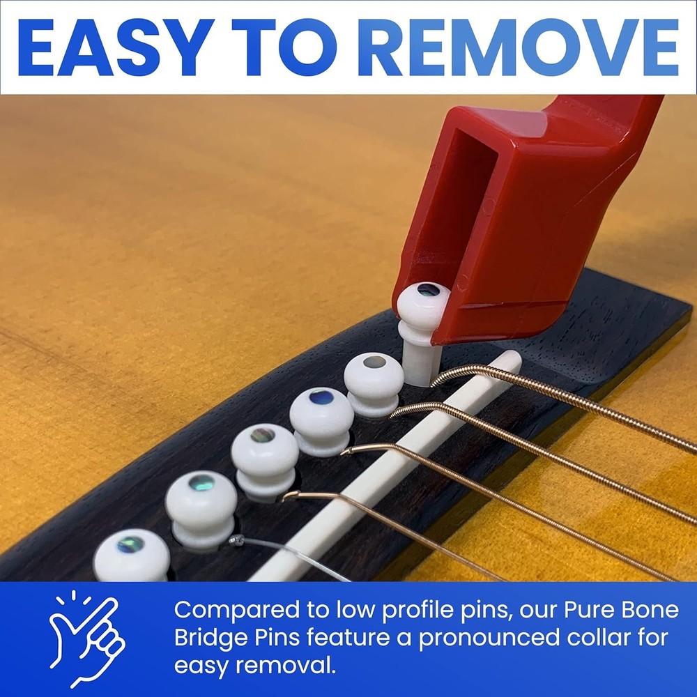 Crosby Slotted Pure Bone Bridge Pins with White - Abalone Dot