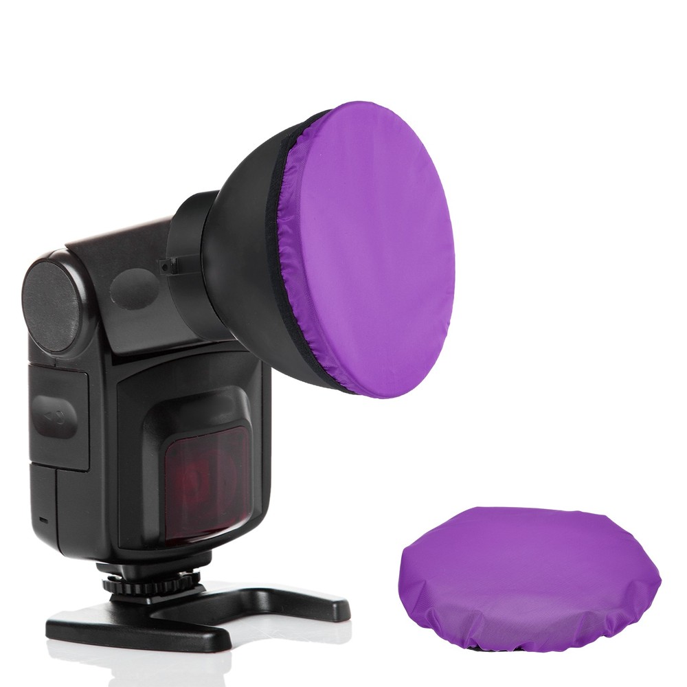 2pcs 7.1" x 7.1" Soft Mini Flash Bounce Diffuser Cap, for Flashlight, Purple