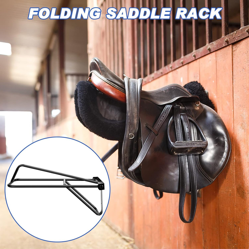 Dunzy 2 Pieces Portable Folding Saddle Rack Collapsible Saddle Storage Rack, Wal