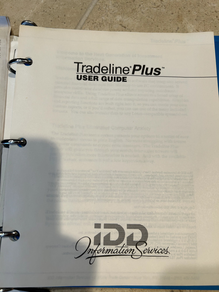Tradeline Plus IDD Information services User's manual & software vintage