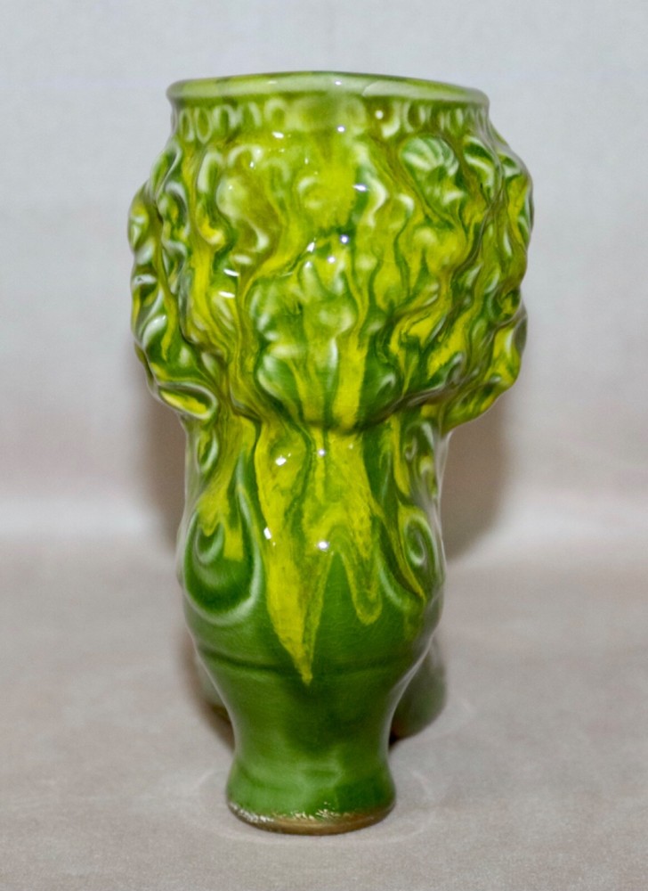 Green & Yellow Glazed Victorian Boot 5.5” Ceramic Planter ~ Vase