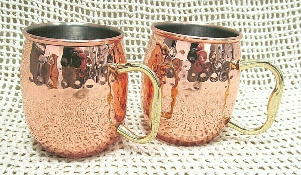 Moscow Mule ~ COPPER / STAINLESS PITCHER & 2 MUG / CUP 3 Pc SET ~ EUC