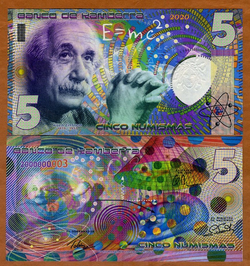 Kamberra, 5 Numismas, 2020, UNC Einstein, New issue, Completely redesigned