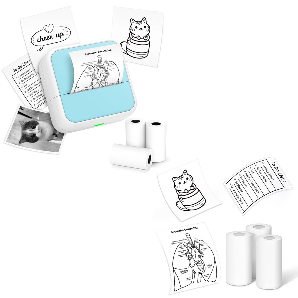 Sticker Printer with 3 Rolls Stickers + 3 Rolls Mini Sticker Printer Thermal ...