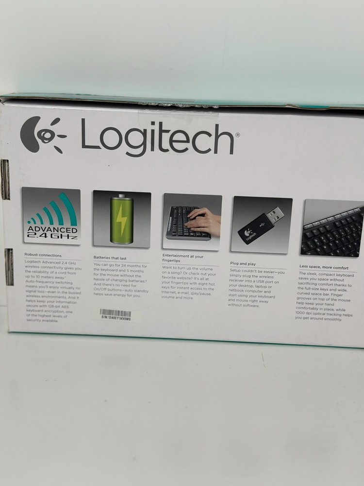 Logitech MK260 Wireless Keyboard Mouse Combo Black USB Receiver Open Box