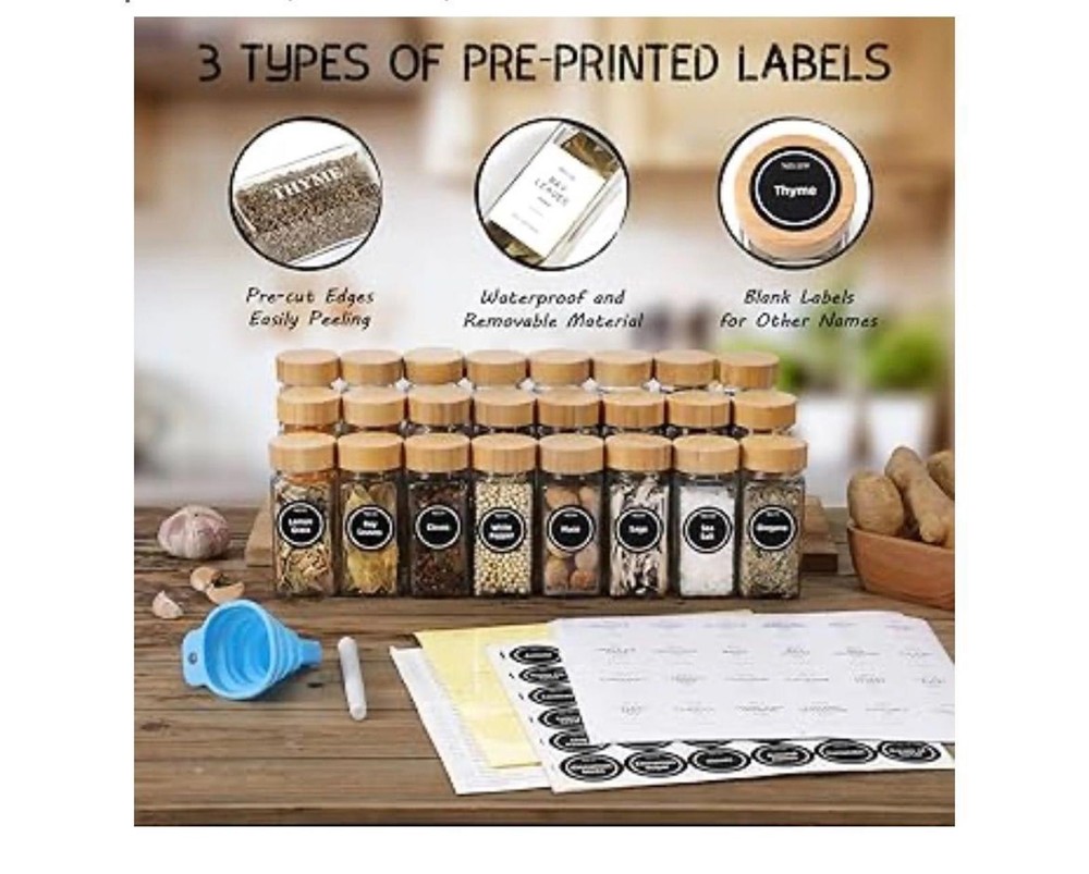 NETANY 24 Pcs Glass Spice Jars k100