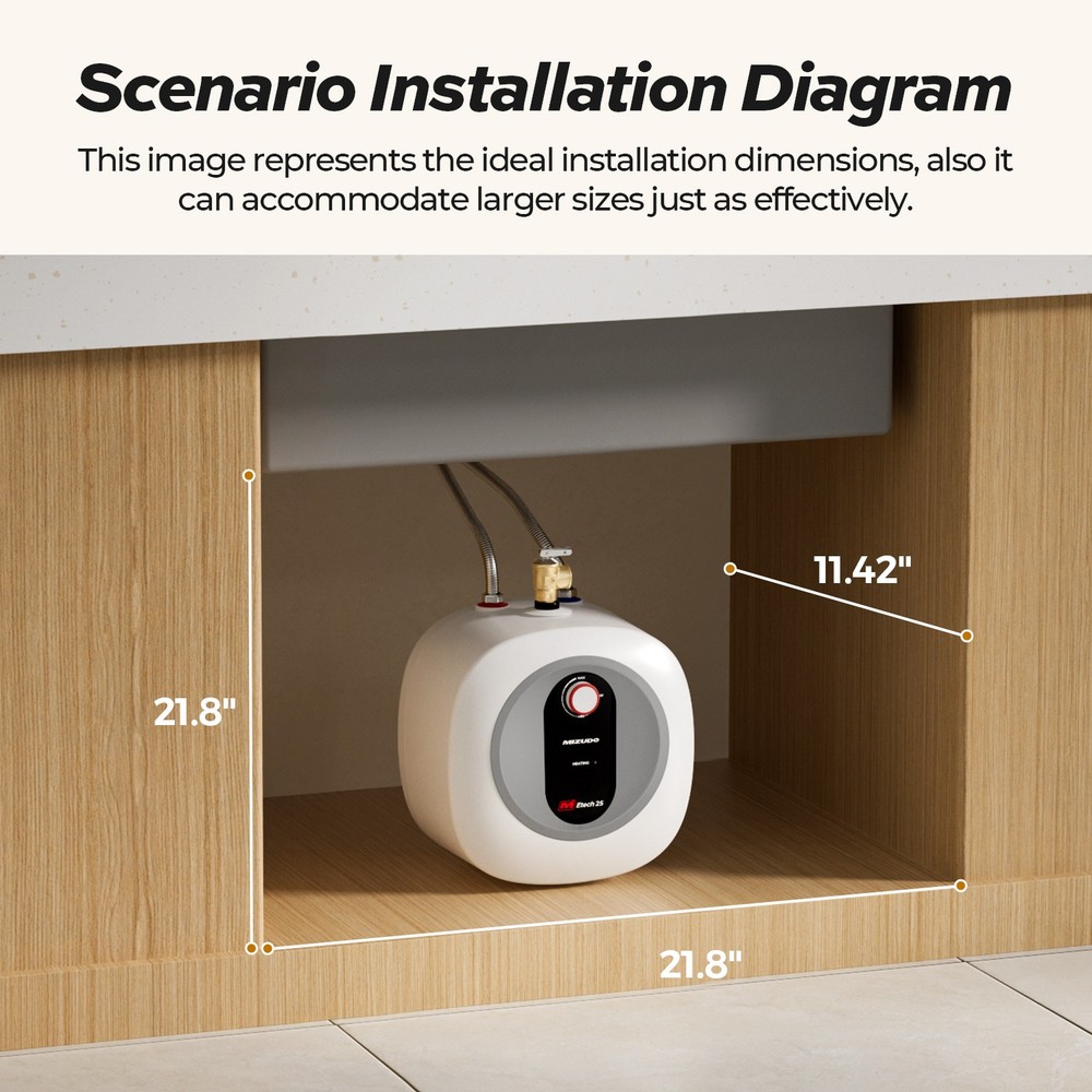 Instant Hot Water Heater 2.5 Gallon Electric Mini-Tank, Under Sink & Compact