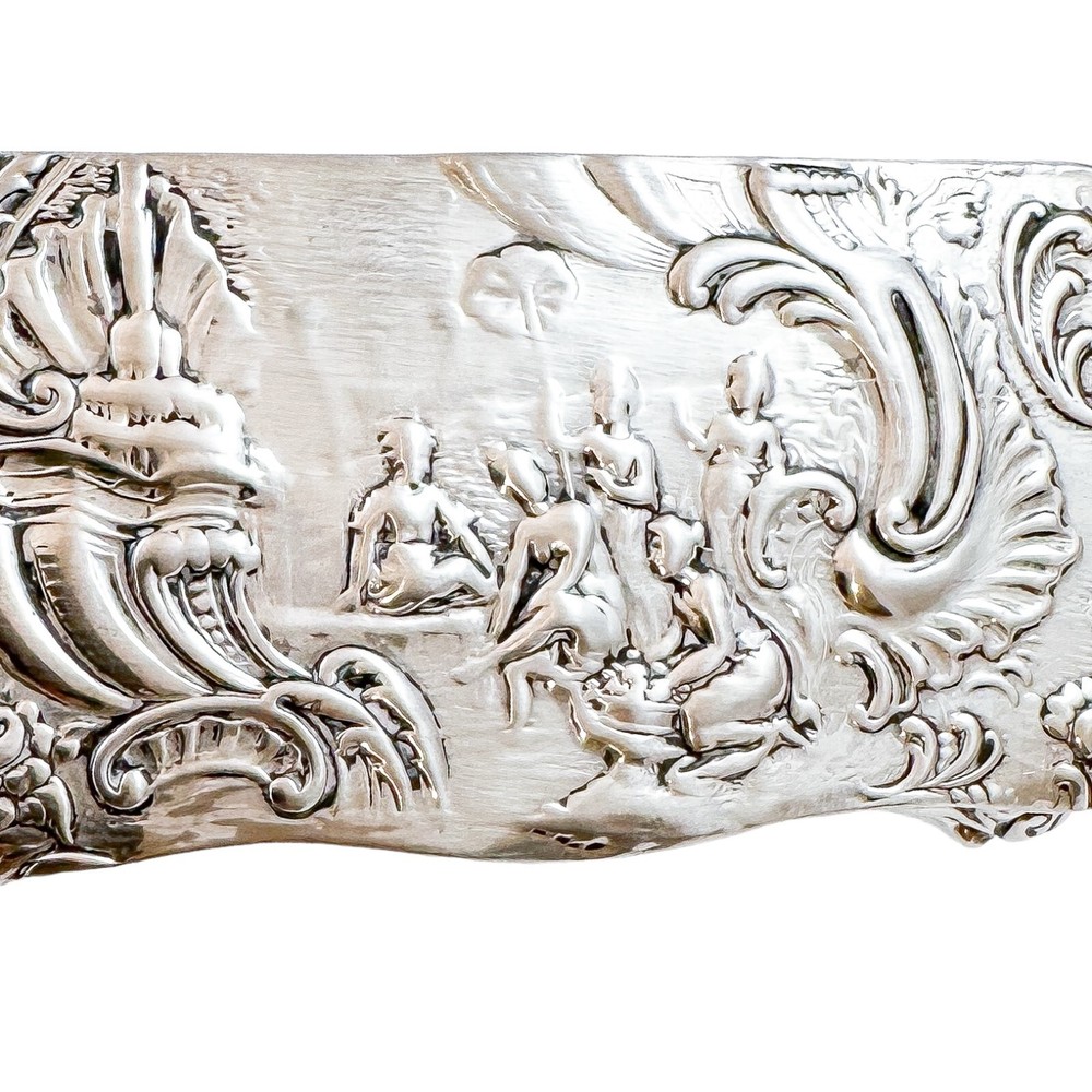 19th C Neoclassical imported Hanau 930 silver miniature table trinket ring box