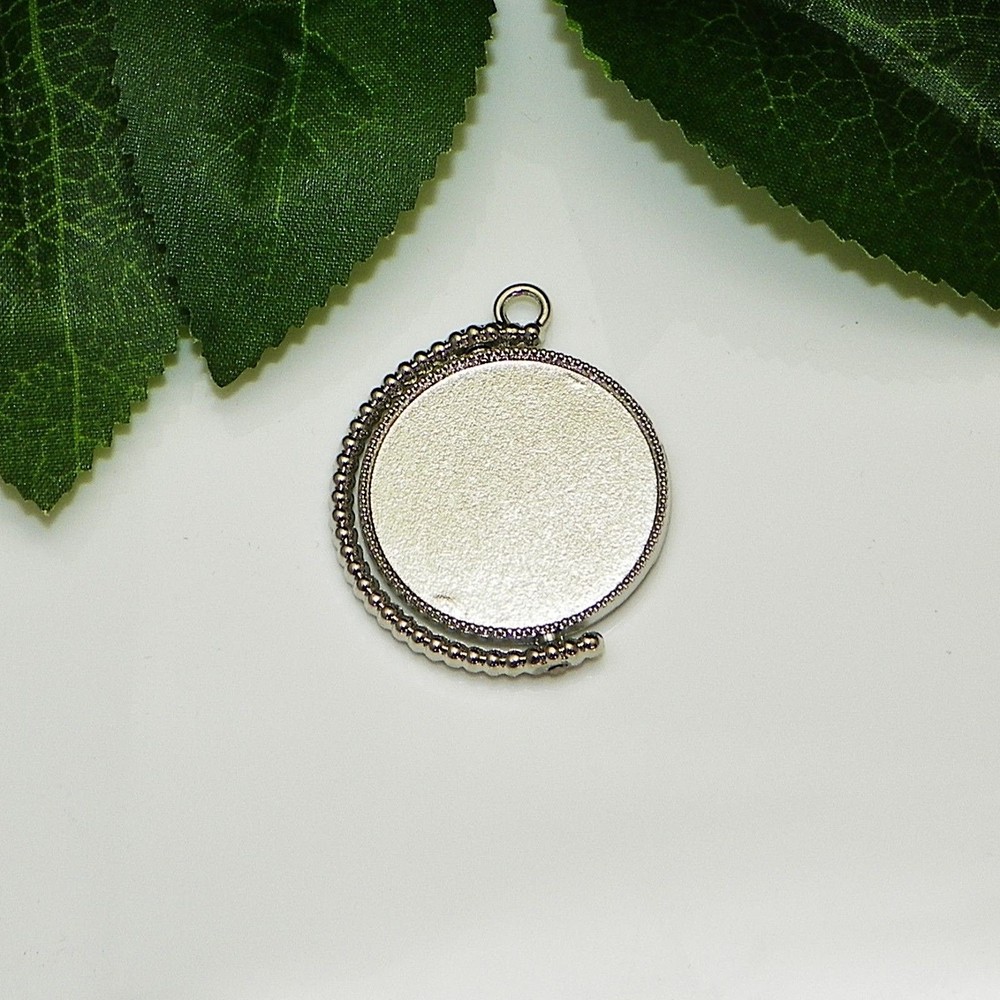 20mm Double Sided Rotating Silver Plated Cabochon (Cab) Drop Setting