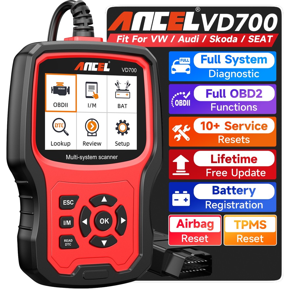 ANCEL VD700-US Auto Full System OBD2 Diagnostic Scanner Tool EPB ABS TPMS Reset