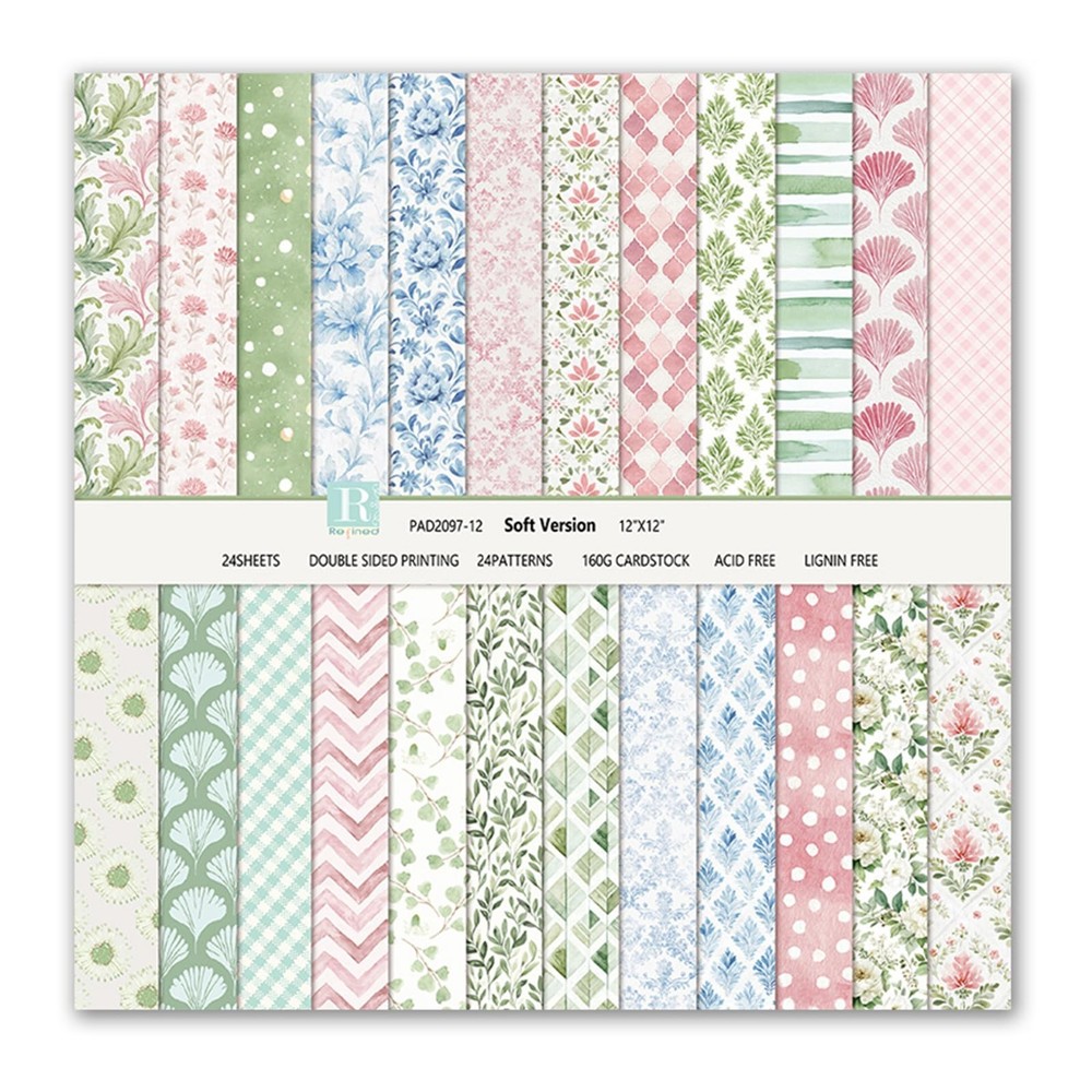 Scrapbook Paper Boho Patterned Paper for Scrapbooking, Double Sided Floral De...