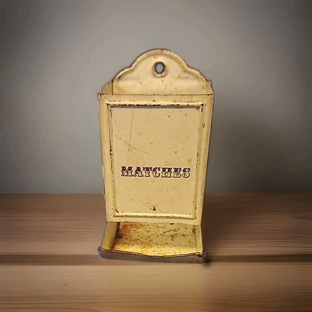 Vintage Metal Rustic Authentic Wall Mount Match Holder