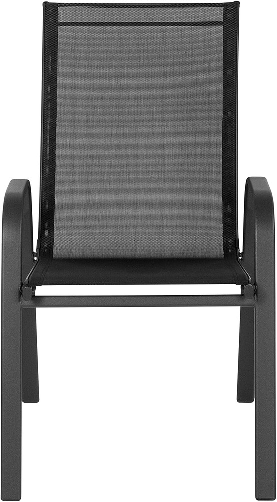 Set of 5 Stackable Black Patio Chairs with Modern Sling Design