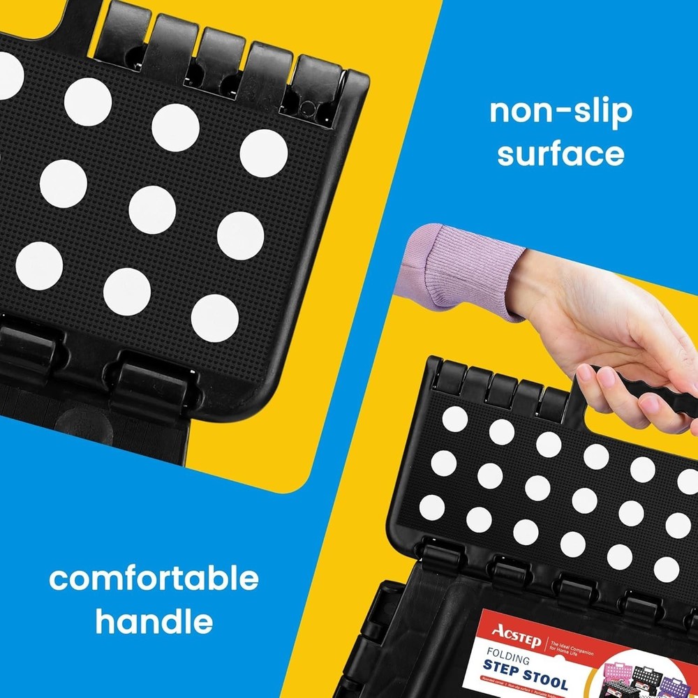 Folding Step Stool 11 Inch Sturdy Plastic Foldable Step Stool Kids & Adults
