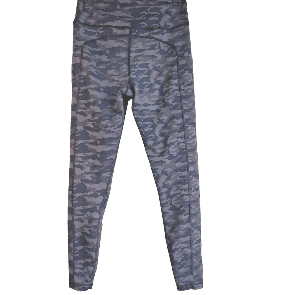 Womens Yoga Stretch Leggings Sz M Soft Gray Camo Chic Casual Pockets OUGES Pants