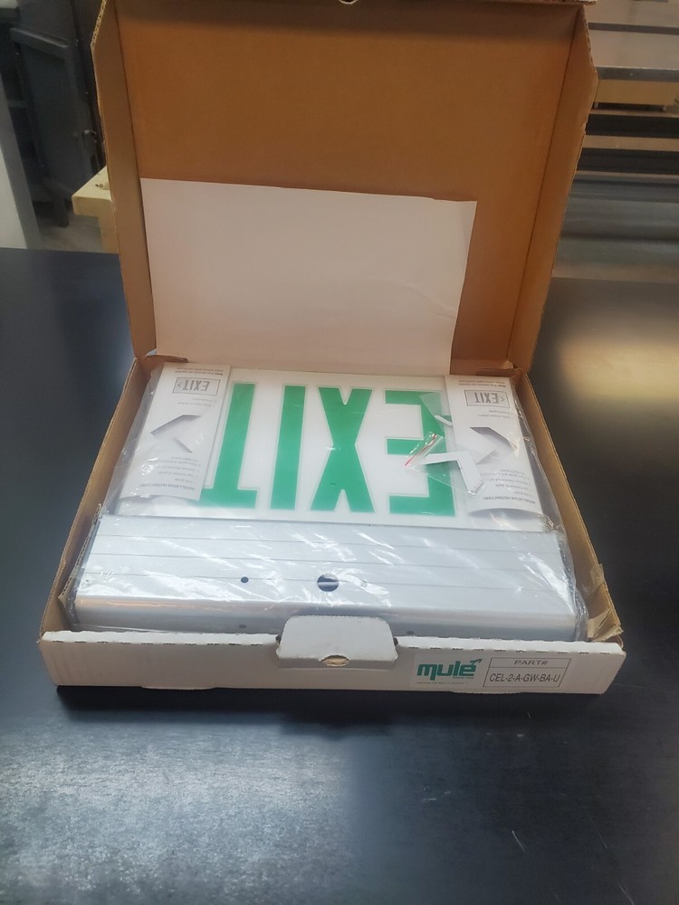 Mule Green Exit LED Sign CEL-2-A-GW-BA-U