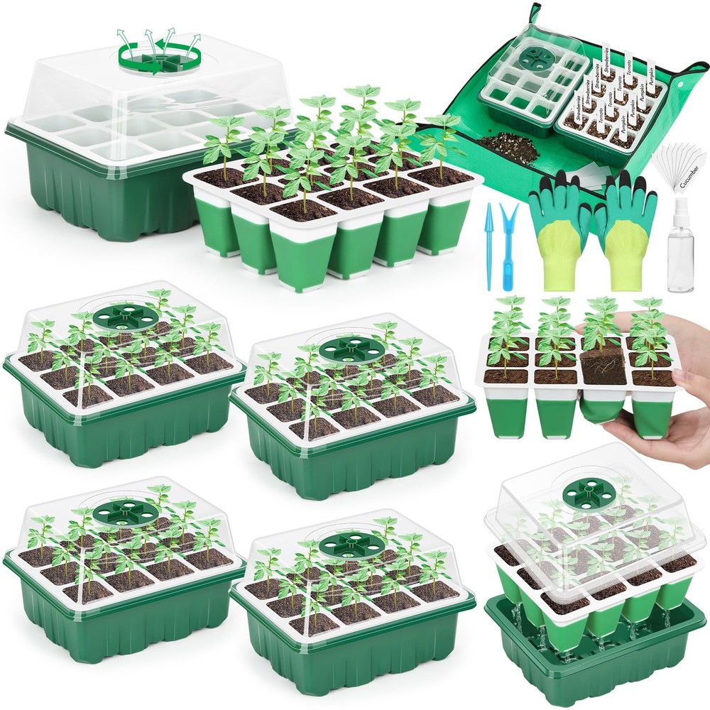 Reusable Silicone Starter Tray, 60 Cells Starter Kit with Humidity Adjustable...