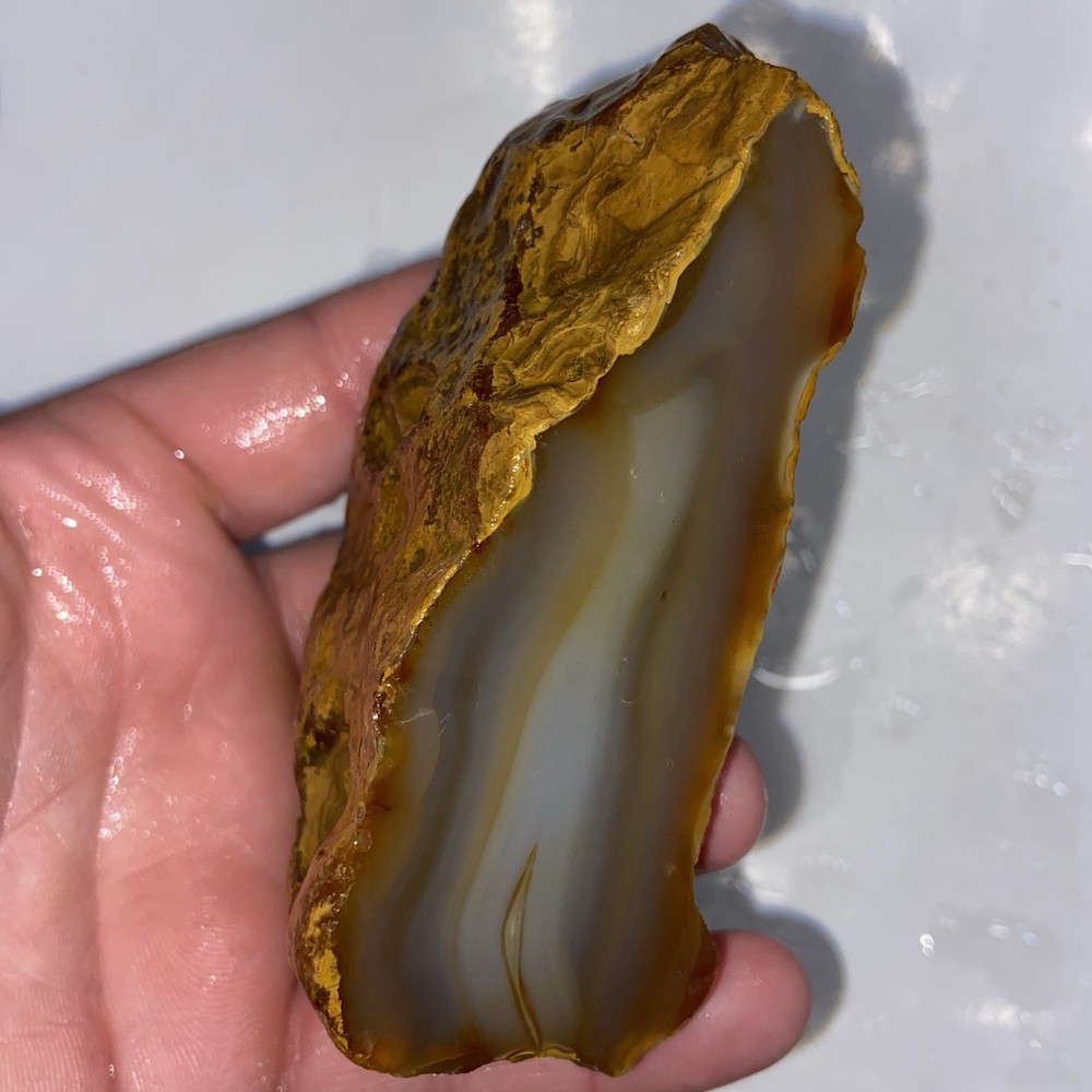 Translucent Carnelian Banded Agate Rough Stone 12.61 Oz