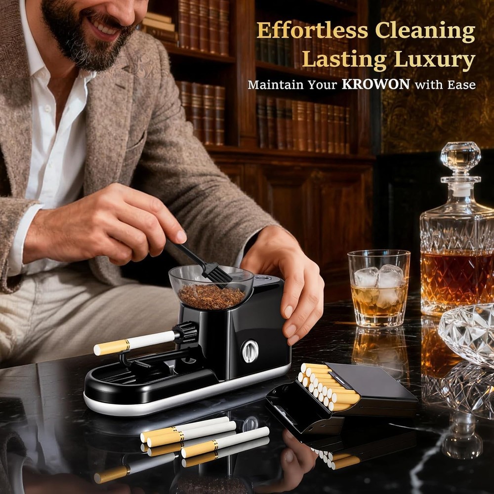 Electric Cigarette Rolling Machine Automatic Maker One-Touch Kit Black