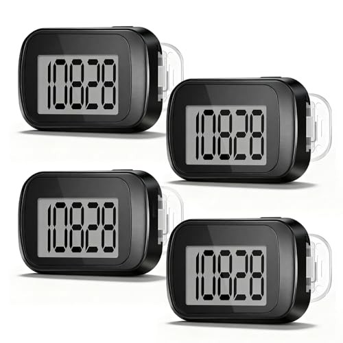 4 Pack Pedometer for Walking, Simple Step Counter 3D Pedometer with Removable