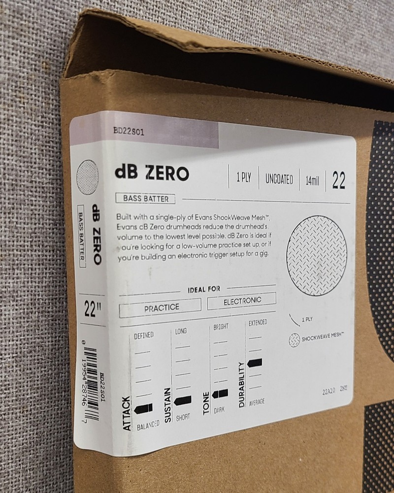 Evans 22" DB Zero Mesh Bass Drumhead