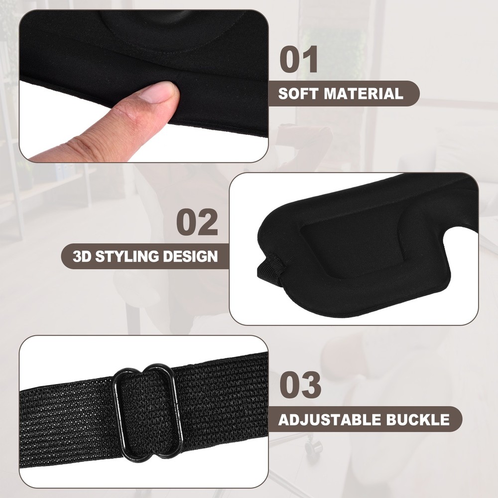 2 Pack Sleep Mask, 3D Square Eye Mask with Adjustable Strap, Black