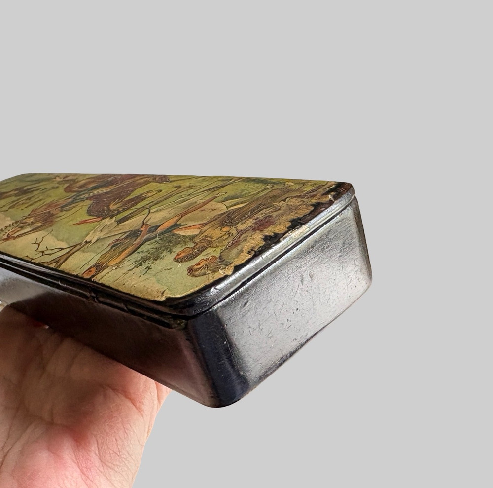 Antique Paper Mache Pencil Box Native Americans