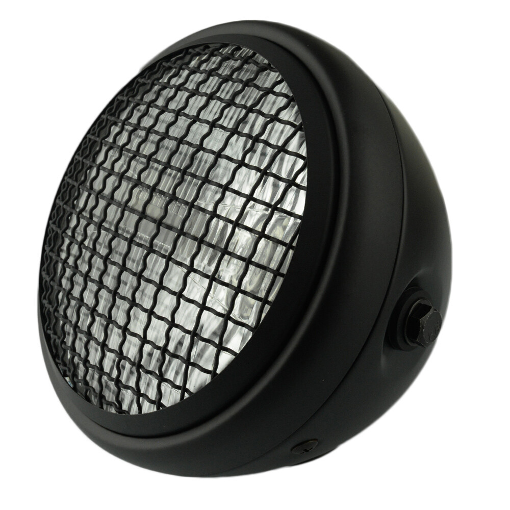 6.5" Side Mount Motorcycle Headlight Spotlight Grill Black Shell Clear