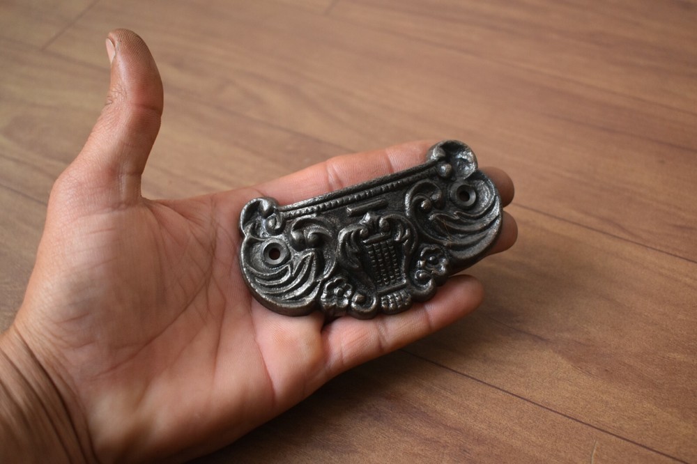 Victorian cast iron Cup cabinet drawer door knobs handles pull rustic 6 pcs