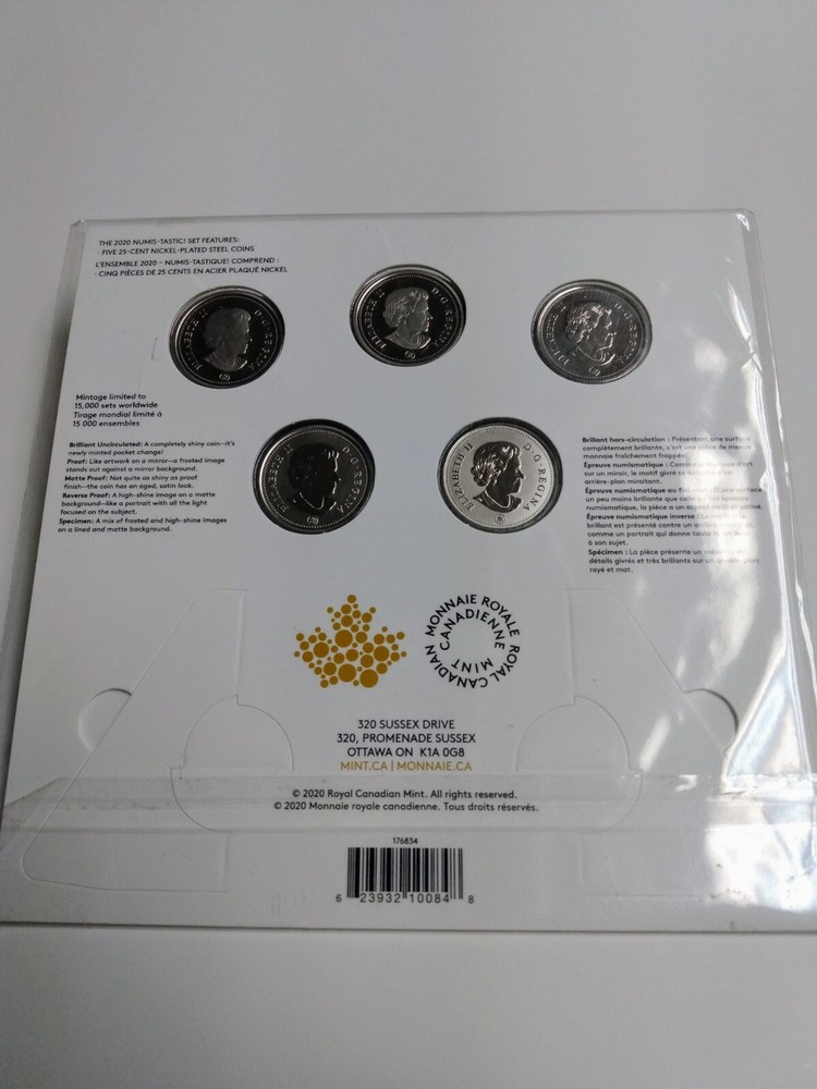 2020 CANADA 25¢ NUMIS-TASTIC 5 COIN SET