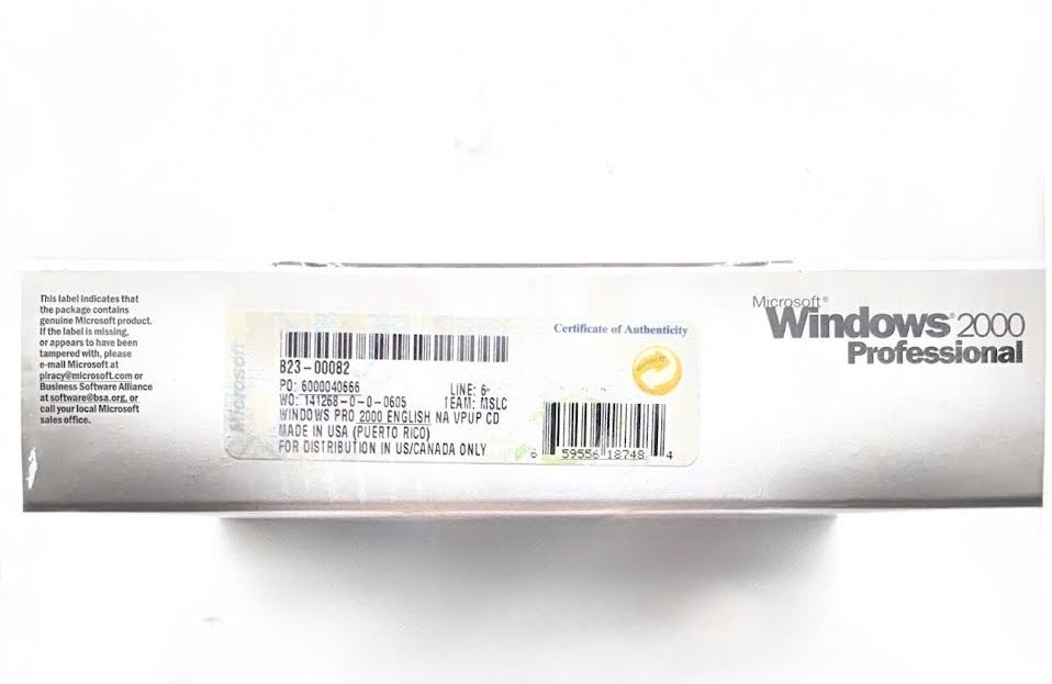 Factory Sealed Windows 2000 Professional Upgrade Edition Vintage PC Software NOS