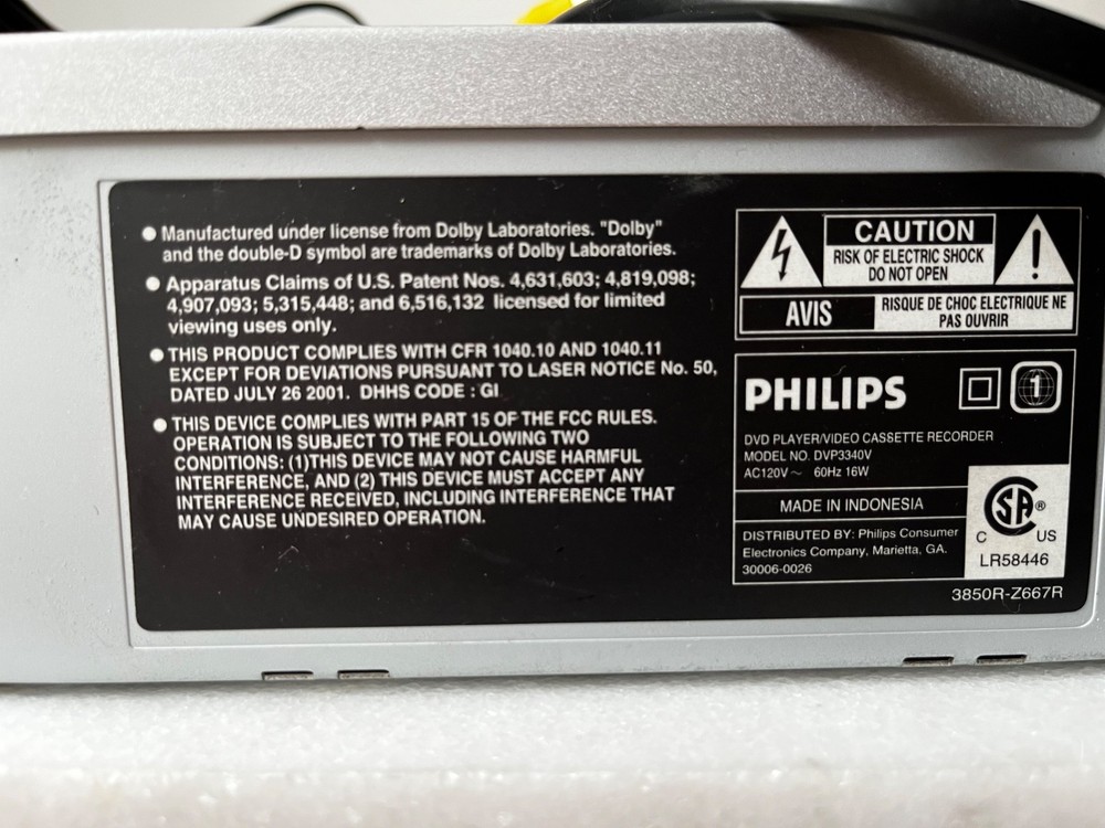 Philips DVP3340V DVD VCR Combo Player TESTED! NO REMOTE!