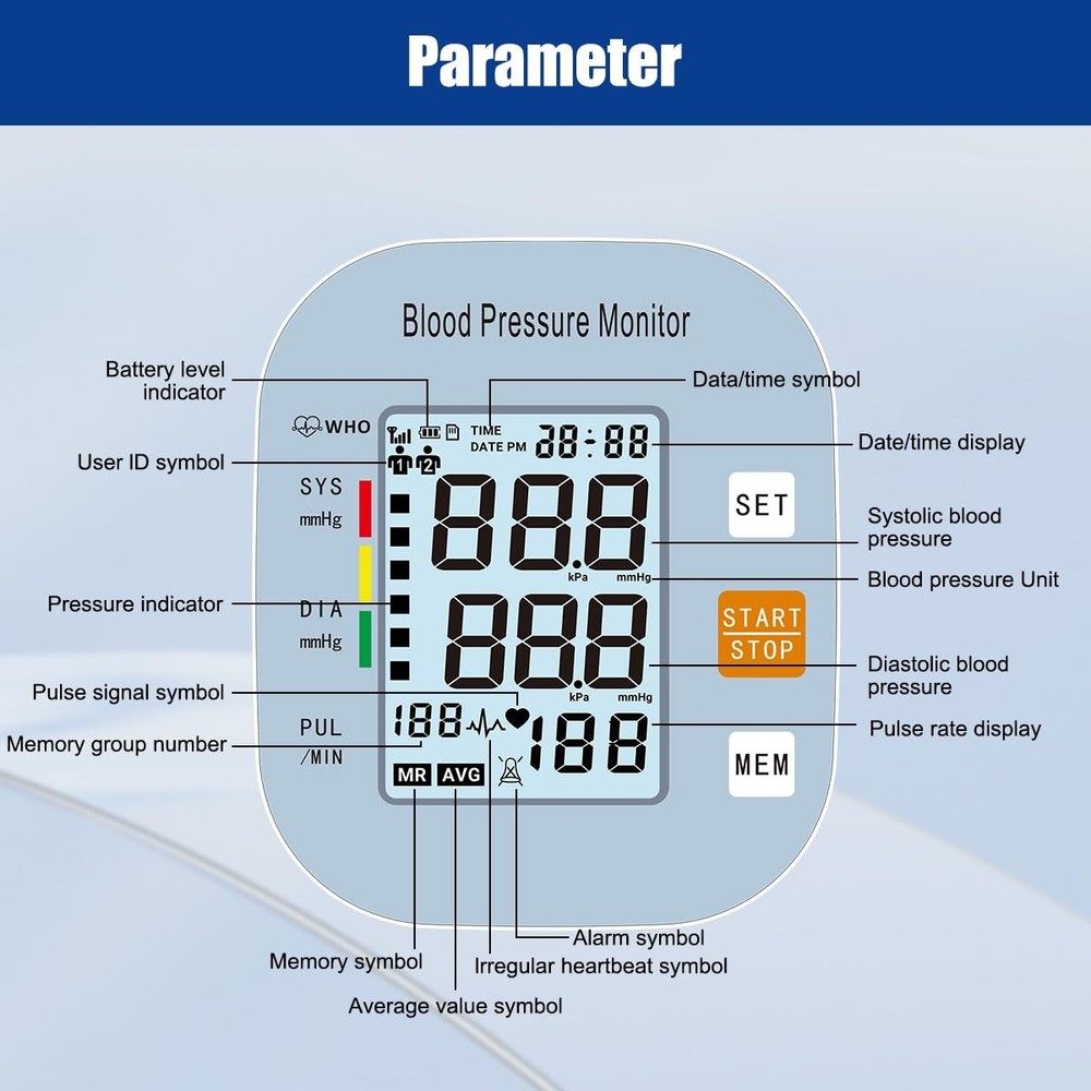 Blood Pressure Monitors for Home Use, Medium, Light Blue