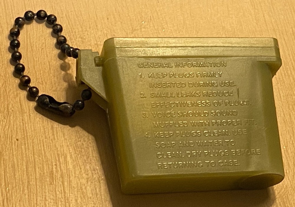 US Army Plastic Ear Plug Case, Rectangular with Ear Plugs