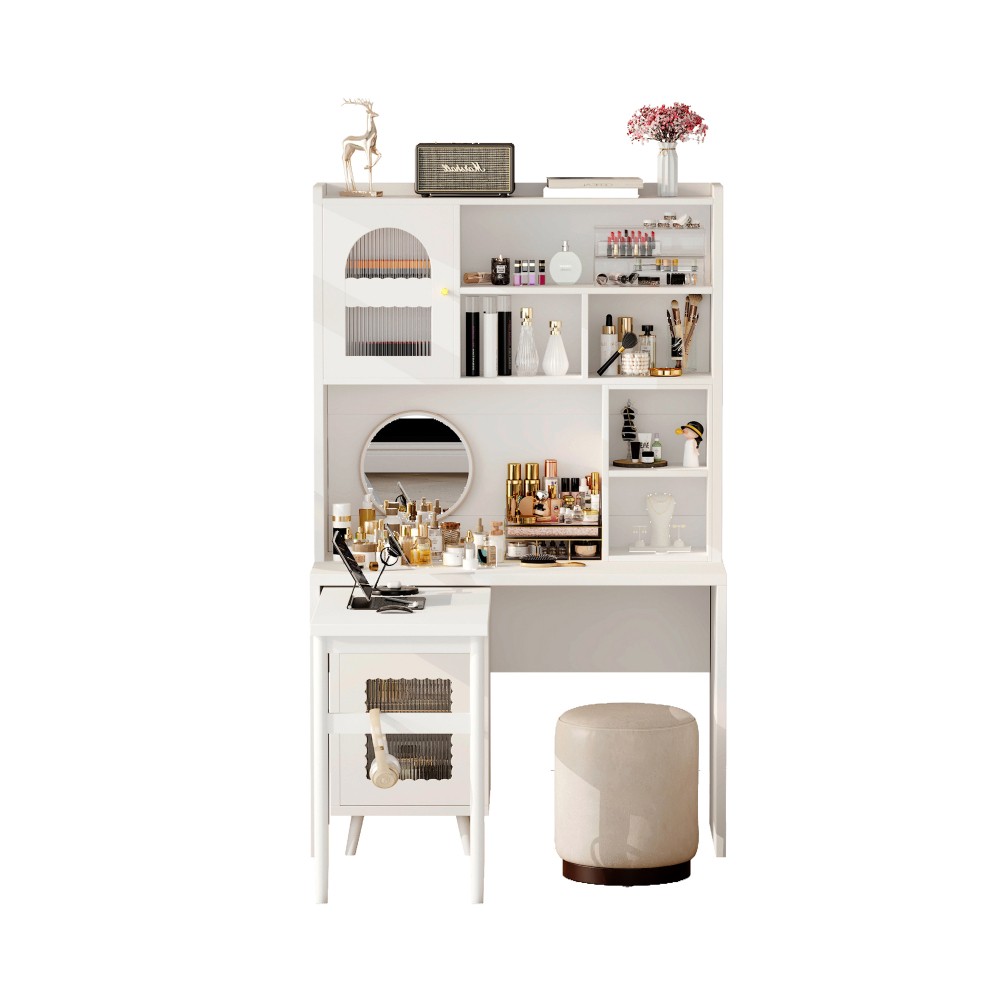 Computer Desk with 90 Degree Rotating Desktop,Office Desk with Storage Drawer