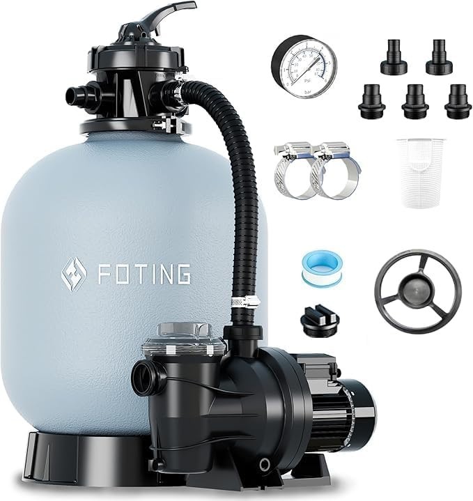 FOTING 18" Sand Filter Pump for Above Ground Pool with Timer, 1 HP 5500GPH