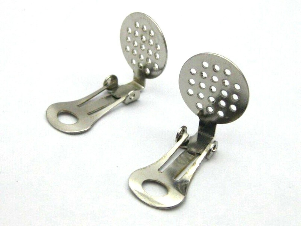 20 Silver Clip On Ear Snap Dangle Earring with Beading Pad Finding Lever Back
