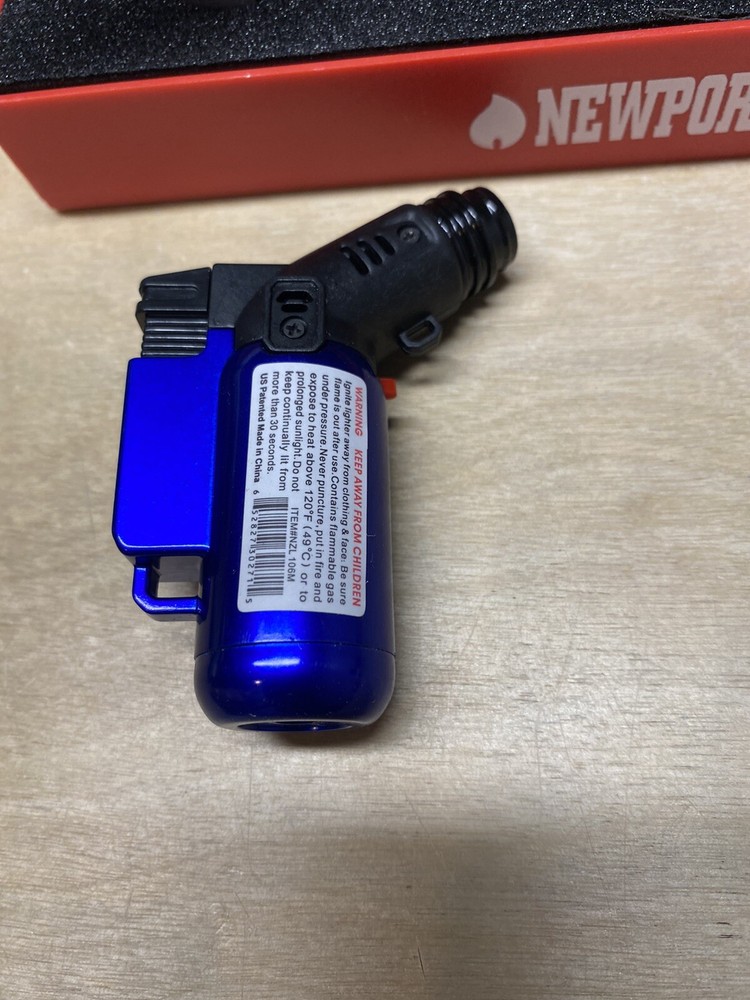 Newport Zero Side Single Jet Torch Cigar Lighter - Metallic Blue - New