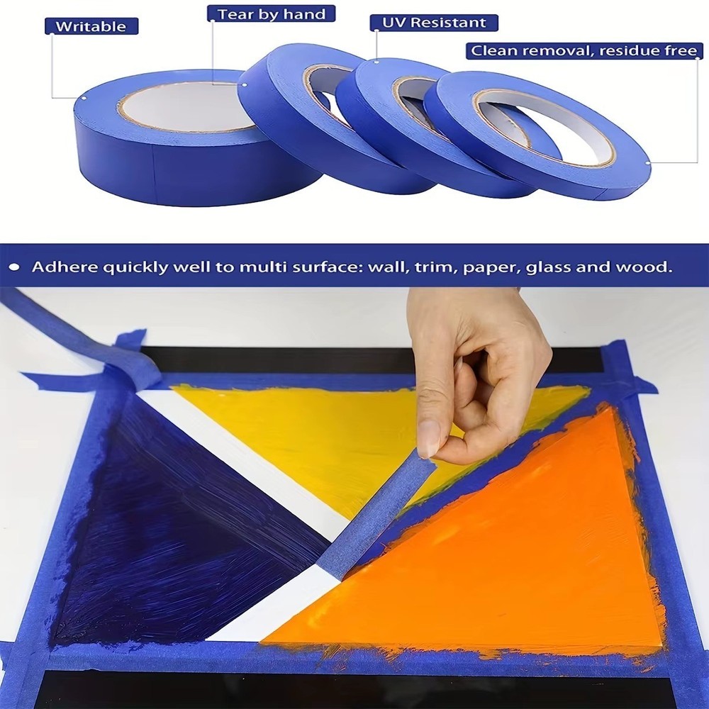 Blue Painters Masking Tape Multi Size Clean Release 4pcs Set