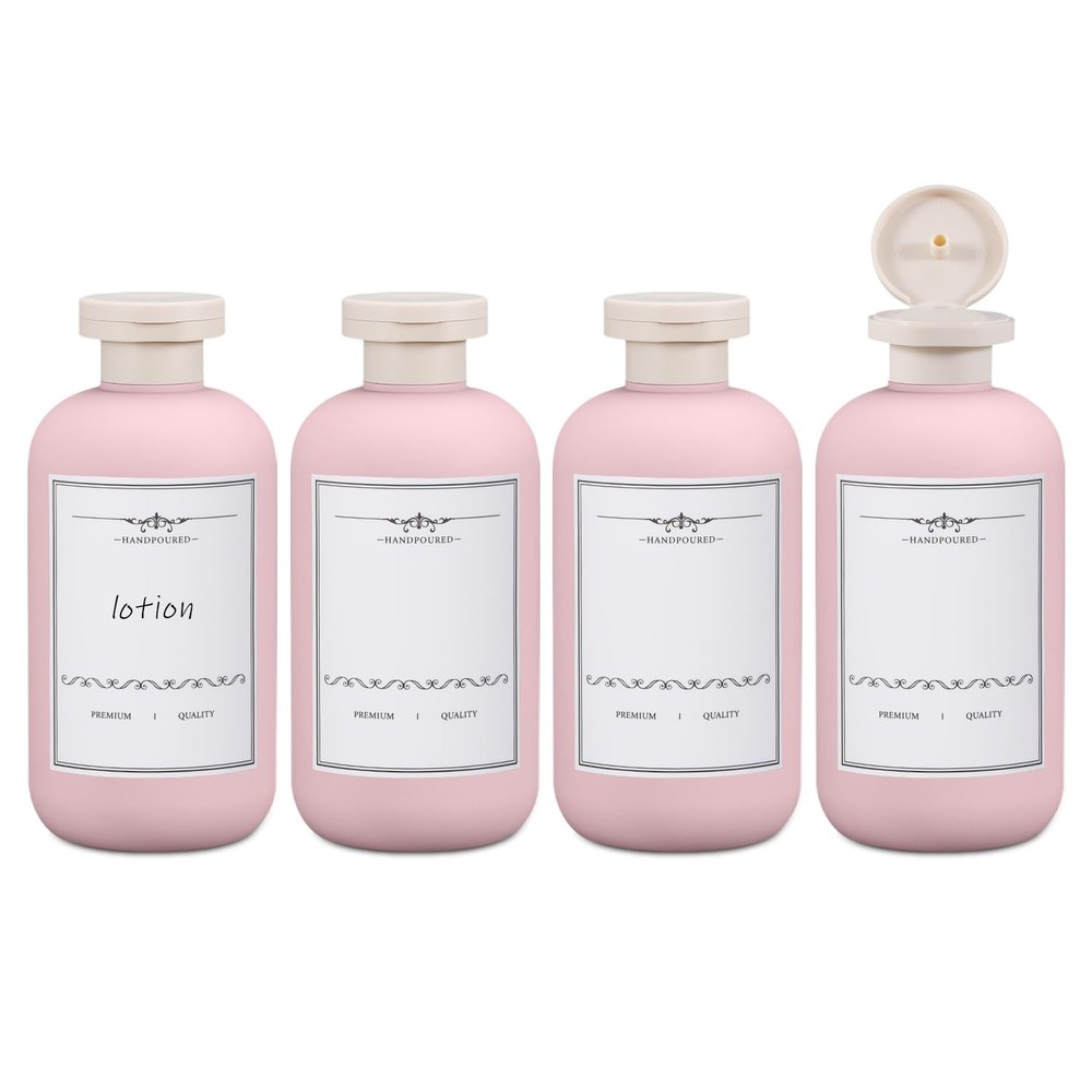 6.7oz 4Pcs Plastic Refillable Travel Shampoo  Conditioner Bottles With Flip Cap