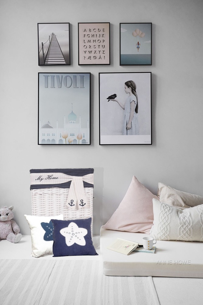 Anne Home - Blue Pillow White Star