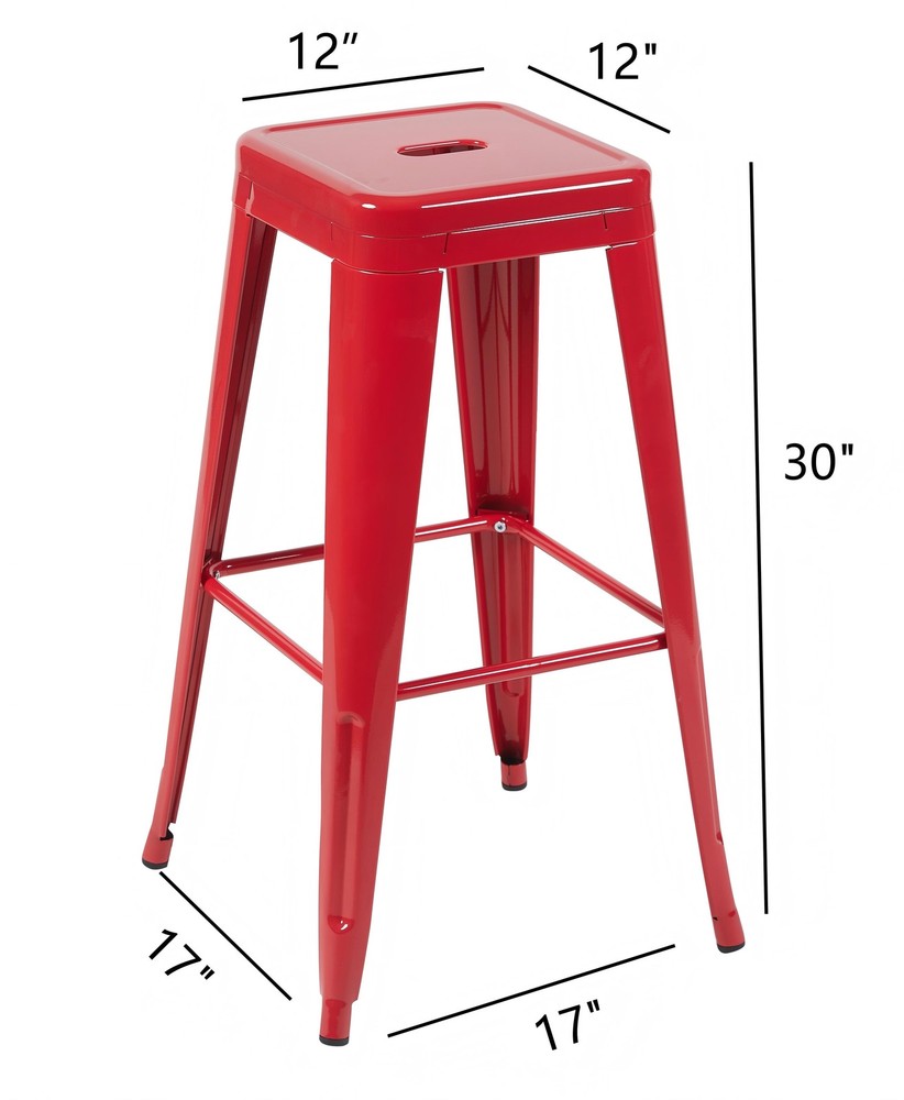 30 Inch Counter Height Stool, Backless Metal Bar Stools Set of 2, Non-Stackabl