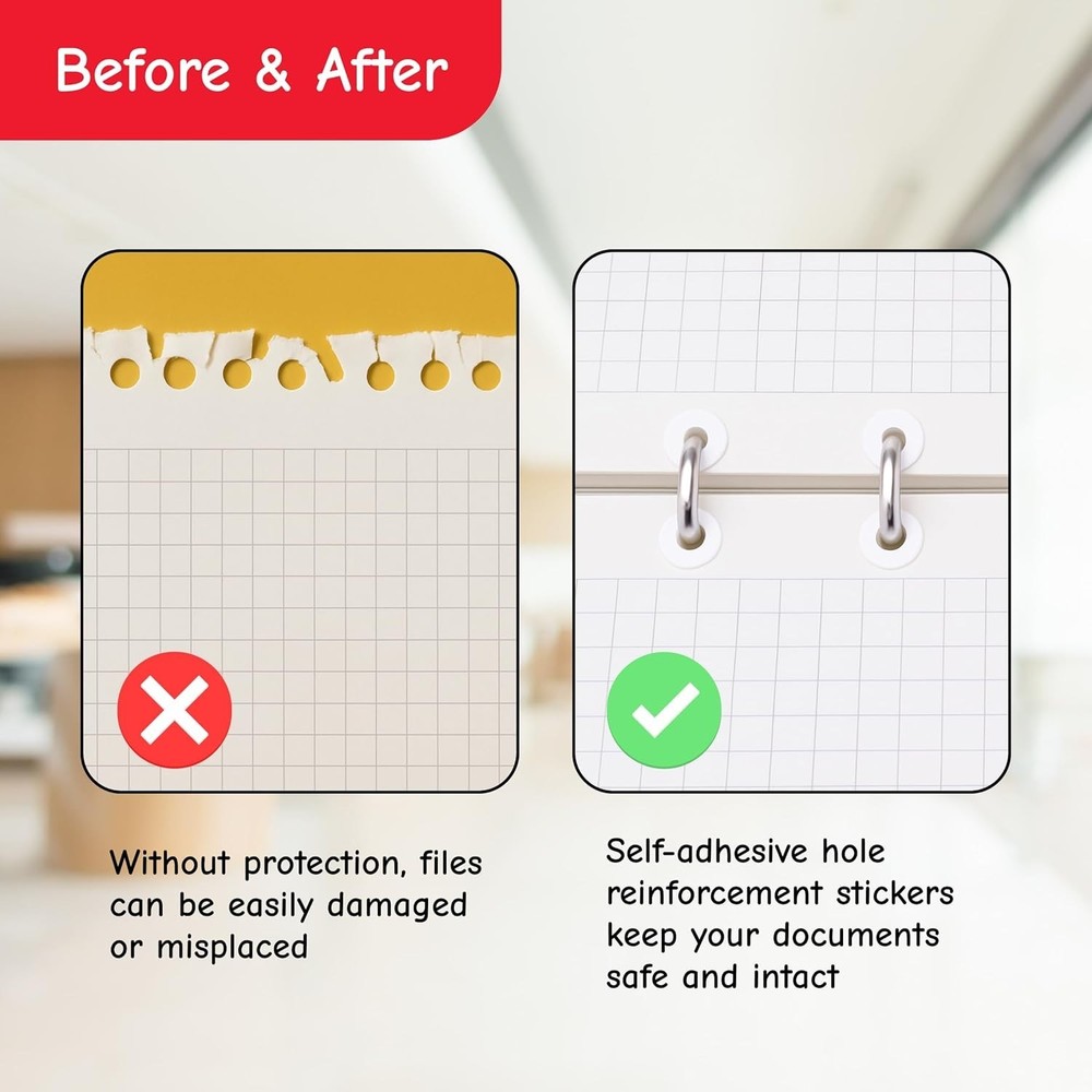 Durable 544 White Rectangular Labels for 3 Hole Punched Paper Reinforcement