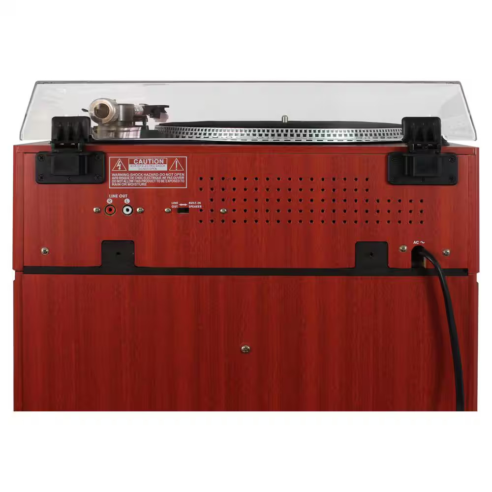 Stereo Turntable with Bluetooth Receiver and Record Storage Compartment