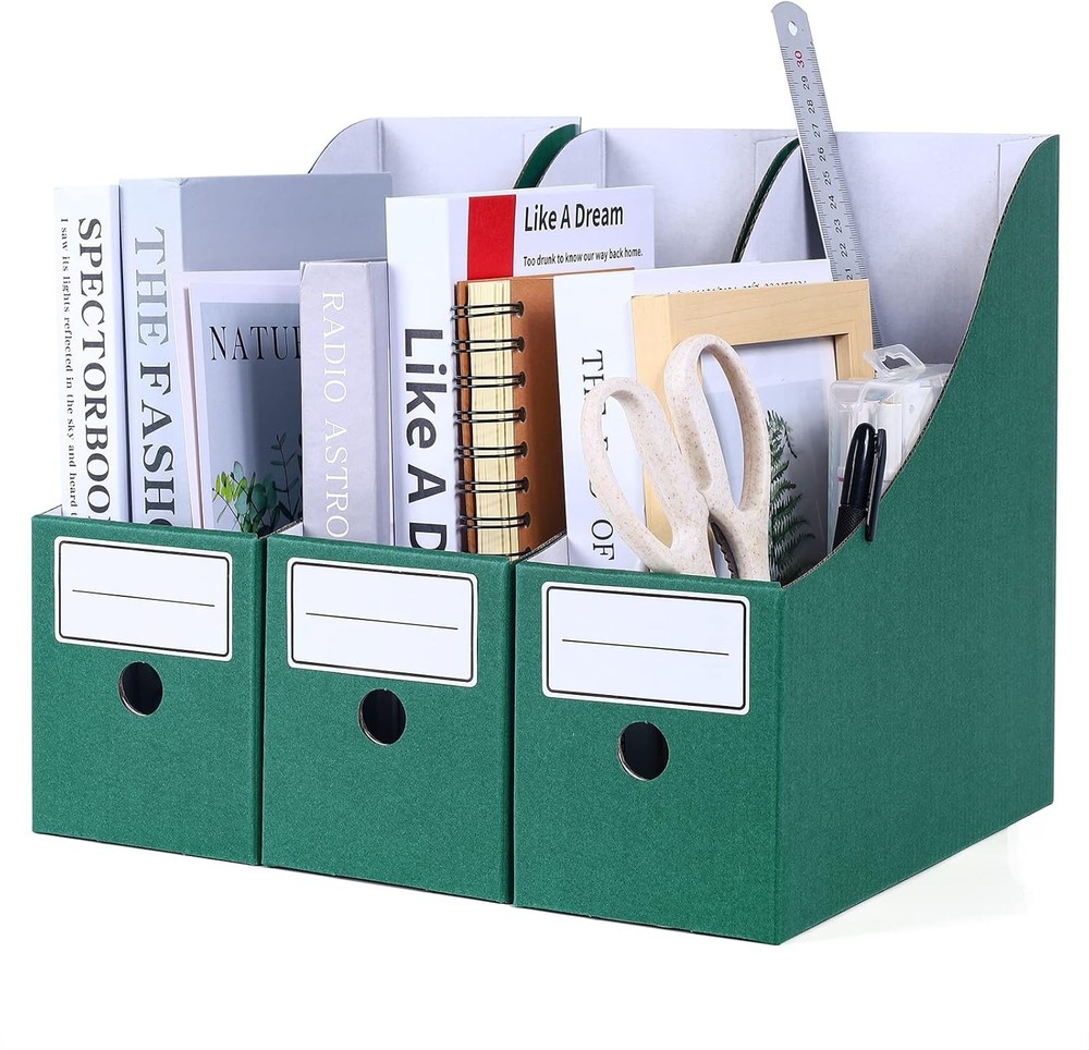 Magazine File Holder(6 Pack), Cardboard Holder,Document Green