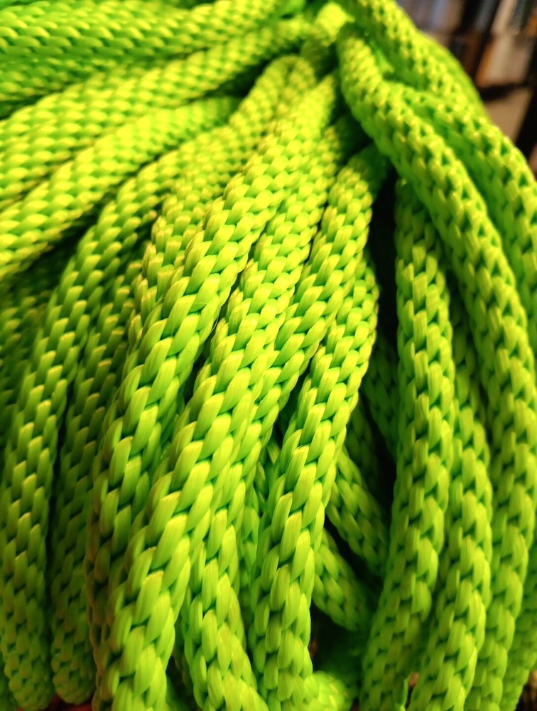 3/8” x  202 ft. Solid Braid Polyester Rope. Made in USA. Lime